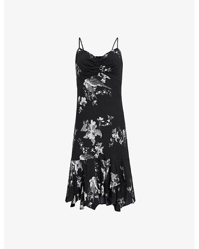 AllSaints Erica Iona Floral-print Woven Mini Dress - Black