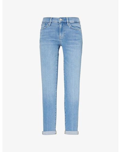 FRAME Le Garcon Skinny-leg Mid-rise Organic Denim-blend Jeans - Blue