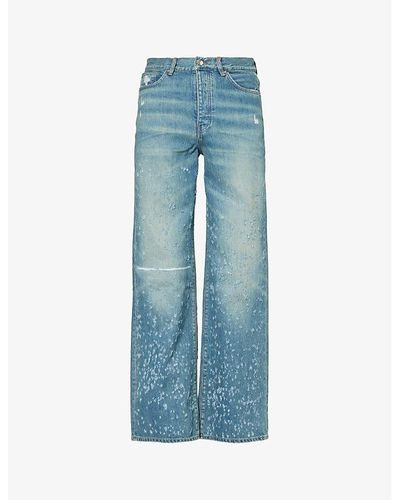 Amiri Shotgun baggy Distressed Relaxed-fit Wide-leg Jeans - Blue
