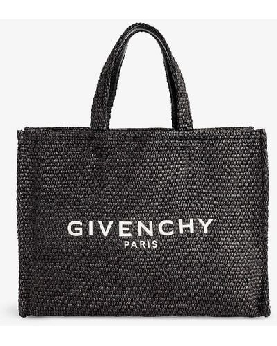 Givenchy G-tote Medium Raffia Tote Bag - Black