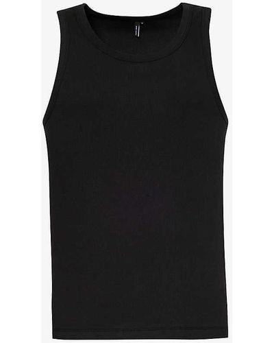 Entire studios Fitted Ribbed Stretch-cotton Tank Top - Black
