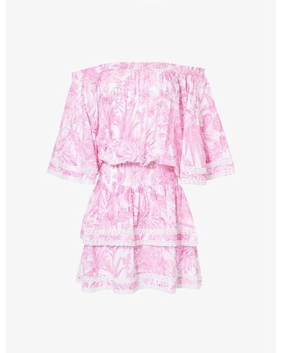 Melissa Odabash Micha Floral-pattern Woven Mini Dress - Pink