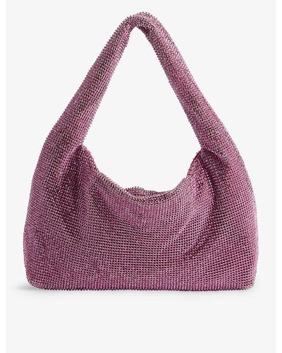 Kara Crystal-embellished Metallic Shoulder Bag - Purple