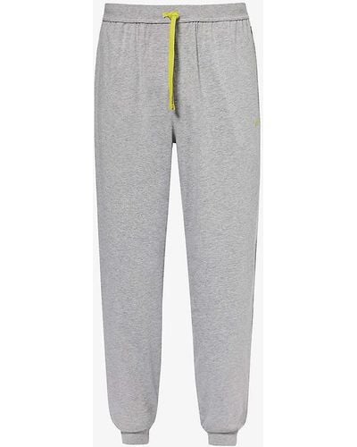 BOSS Brand-embroidered Tapered-leg Stretch-cotton jogging Bottoms - Grey