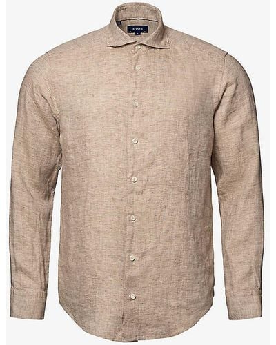 Eton Slim-fit Linen-twill Shirt - Natural
