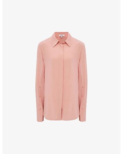 Reiss Kia Relaxed-fit Matte-silk Shirt - Pink
