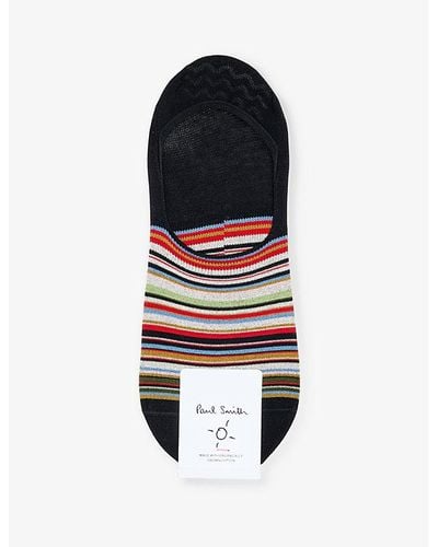 Paul Smith Striped Cotton-blend Knitted Socks - Black