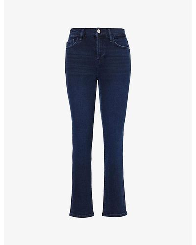 FRAME Le High Straight Slim-fit Straight-leg High-rise Stretch-cotton Blend-denim Jeans - Blue