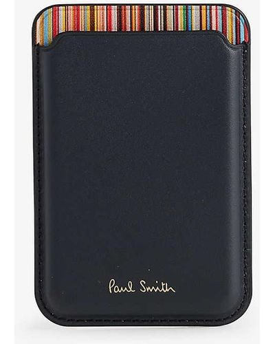 Paul Smith Iphone 15 Pro Magsafe Woven-blend Card Holder - Blue