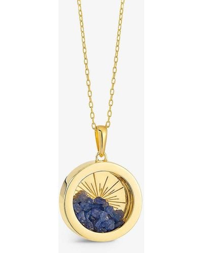 Rachel Jackson Sunburst Amulet Medium 22ct Gold-plated Sterling Silver And Sapphire Necklace - Metallic