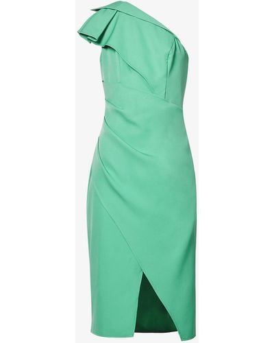 Chi Chi London One-shoulder Woven Midi Dress - Green