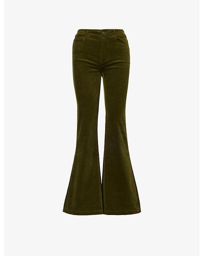 PAIGE Genevieve Flared-leg Mid-rise Stretch-corduroy Jeans - Green
