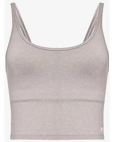 Vuori Halo Performance Cropped Stretch-recycled Polyester Top - Grey