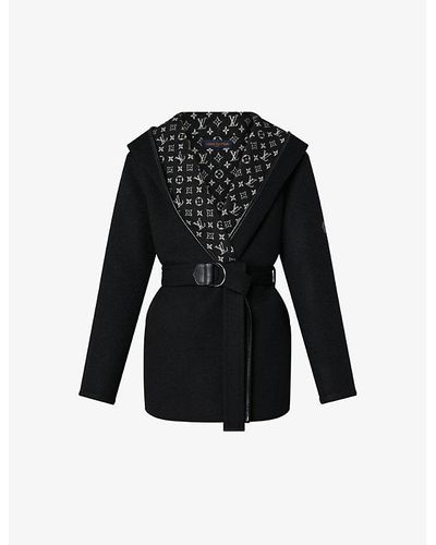 Louis Vuitton Monogram-embellished Regular-fit Wool-blend Pea Coat - Black