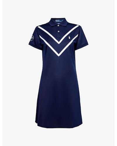 Polo Ralph Lauren X Wimbledon Recycled-polyester And Cotton Mini Dress - Blue