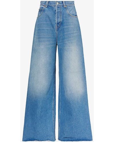 Gucci Wide-leg High-rise Jeans - Blue