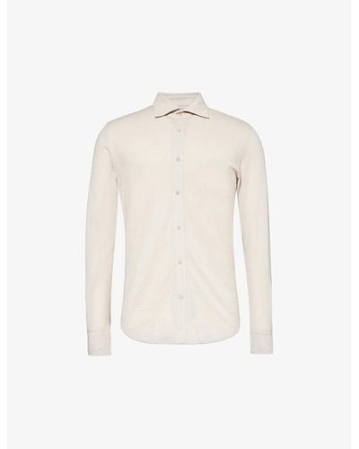 Eleventy Long-sleeved Buttoned-cuff Cotton Shirt - White