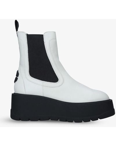 Carvela Kurt Geiger Leader Leather Platform Ankle Boots - White