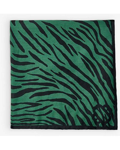 Maje Ezebre Animal-print Silk-blend Scarf - Green