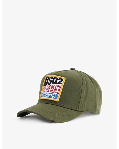 DSquared² On The Beach Brand-embroidered Cotton-twill Cap - Green