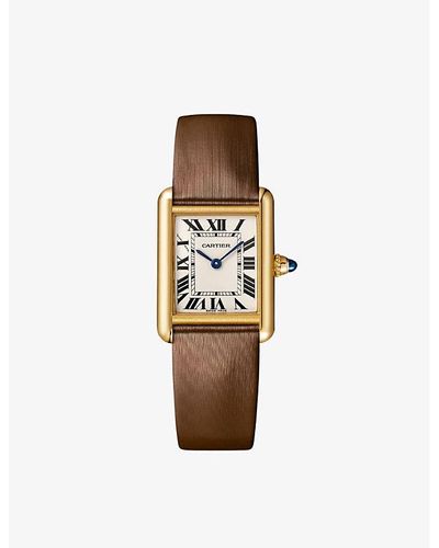 Cartier Crwgta0054 Tank Louis Small Model 18ct Yellow-gold And Leather Quartz Watch - White