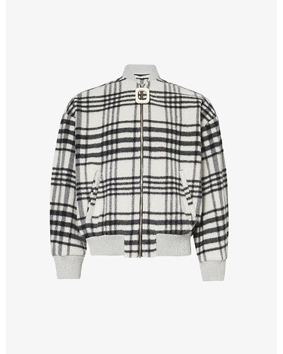 JW Anderson Check-pattern Brushed-texture Wool-blend Jacket - White