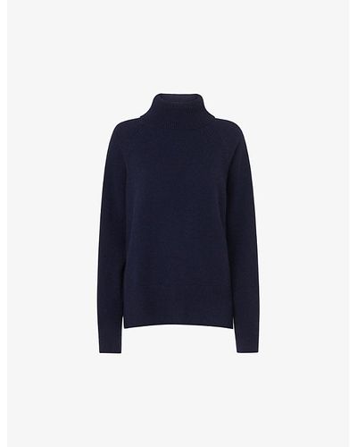 Whistles Turtleneck Relaxed-fit Cashmere Sweater - Blue