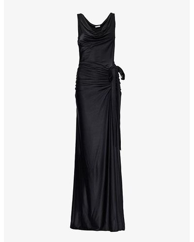 Rabanne Ruched Slim-fit Stretch-woven Maxi Dress - Black