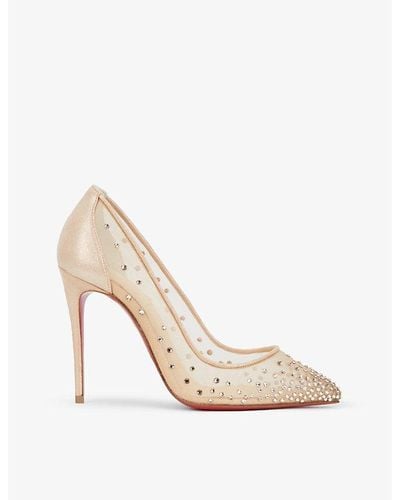 Women's // Follies Strass 70mm Glitter Heels // Beige (Euro: 40