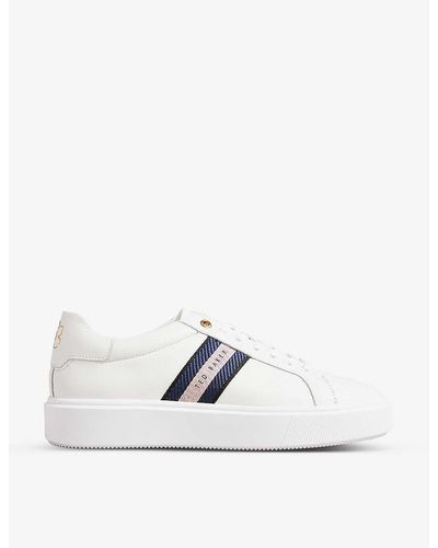 Ted Baker Lornie Leather-webbed Platform Trainers - White