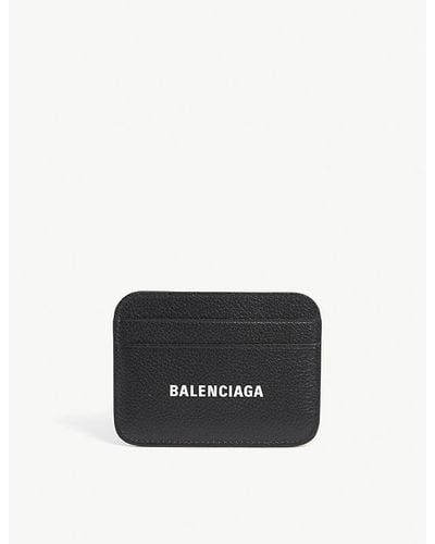 Balenciaga Logo-print Leather Card Holder - Black