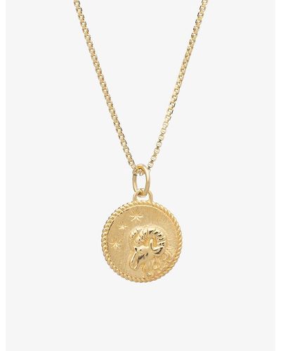 Rachel Jackson Zodiac Coin Aries Short 22ct -plated Sterling Silver Necklace - Metallic