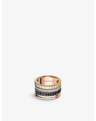 Boucheron Quatre Classique 18ct Yellow-gold, White-gold, Pink-gold And 0.49ct Diamond Ring