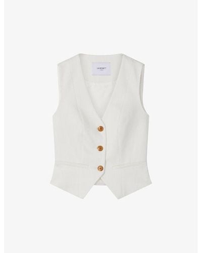 LK Bennett Ami V-neck Slim-fit Cotton Waistcoat - White