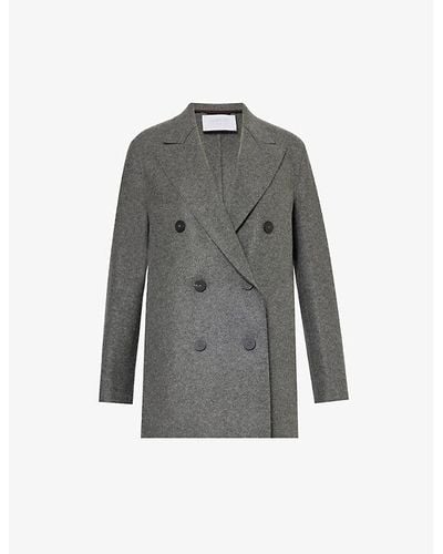Harris Wharf London Double-breasted Slouchy Cashmere Peacoat - Grey