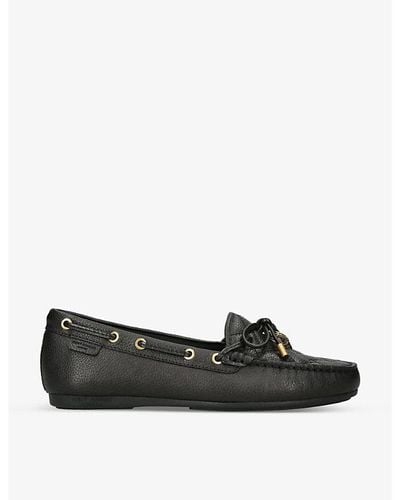 Kurt Geiger Eagle-embellished Leather Moccasin Shoes - Black