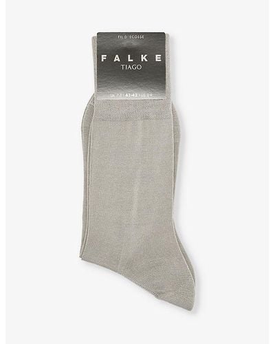 FALKE Tiago Logo-print Organic-cotton Blend Knitted Socks - Gray