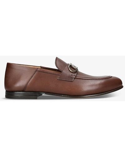 Ferragamo Gancini Horsebit-embellished Leather Loafers - Brown