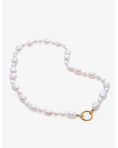 Monica Vinader Nura Supersized-pearl 18ct Gold-plated Vermeil Sterling-silver Necklace - White