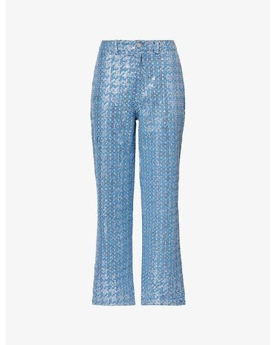 Amy Lynn Bambi Sequin-embellished Straight-leg Mid-rise Jeans - Blue