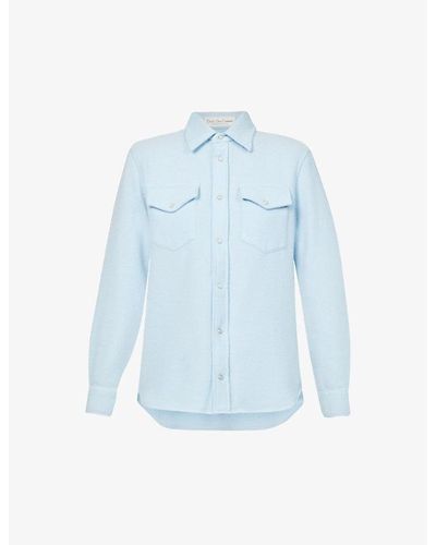 God's True Cashmere Unisex Moonstone Relaxed-fit Cashmere Shirt X - Blue
