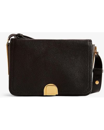 Ted Baker Imielly Lock-embellished Leather Baguette Shoulder Bag - Black