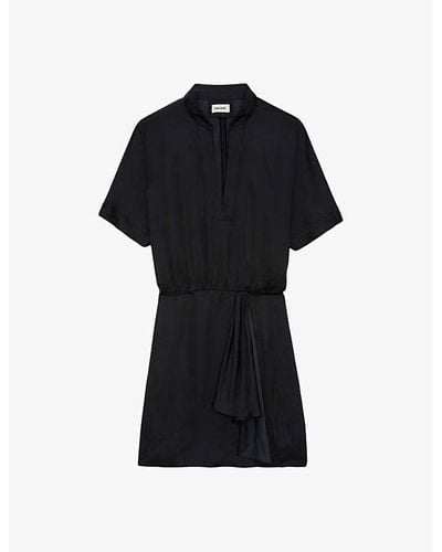 Zadig & Voltaire Raito V-neck Short-sleeve Satin Mini Dress - Black