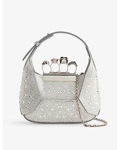 Alexander McQueen Jeweled Hobo -embellished Mini Bag - Gray