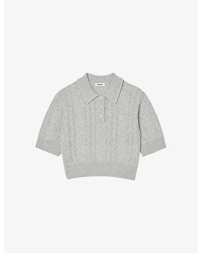 Sandro Daisy-intarsia Alpaca-blend Knitted Vest - Gray