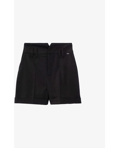 IKKS Belted High-waisted Stretch-woven Shorts - Black