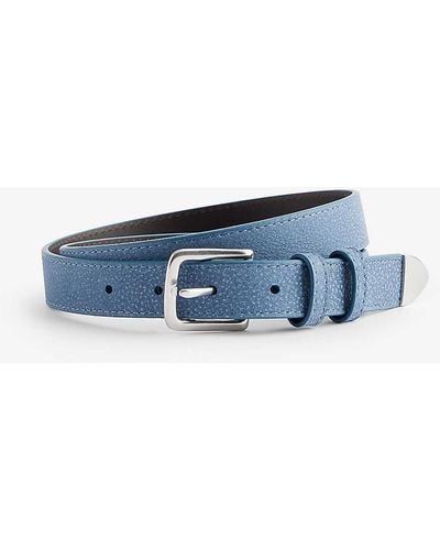 Paul Smith Branded Grained Leather Belt - Blue
