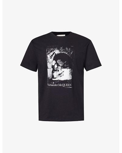 Alexander McQueen Brand-print Crewneck Cotton-jersey T-shirt - Black