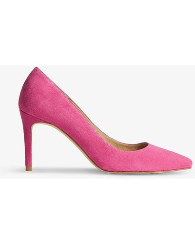 LK Bennett Floret Pointed-toe Suede-leather Courts - Pink