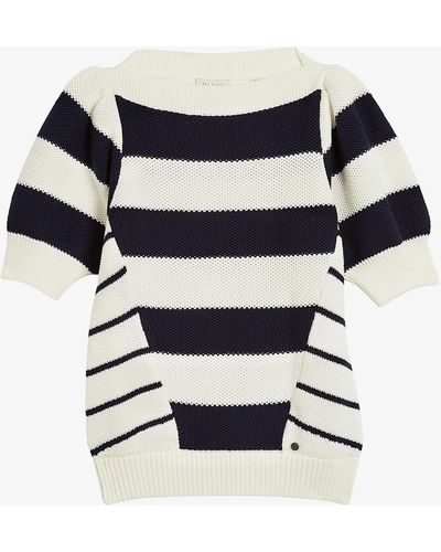Ted Baker Nessy Striped Cotton Jumper - White